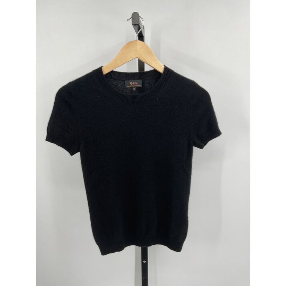 Women Quince women's mongolian cashmere tee Black Sleeved Top Black XS